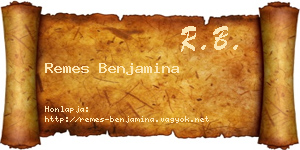 Remes Benjamina névjegykártya